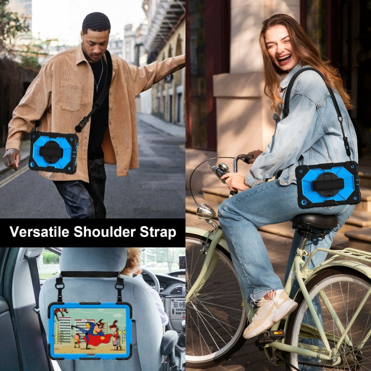 For Samsung Galaxy Tab A9+ Contrast Color Robot C2 Silicone Hybrid PC Tablet Case(Black Blue) by bashfashion