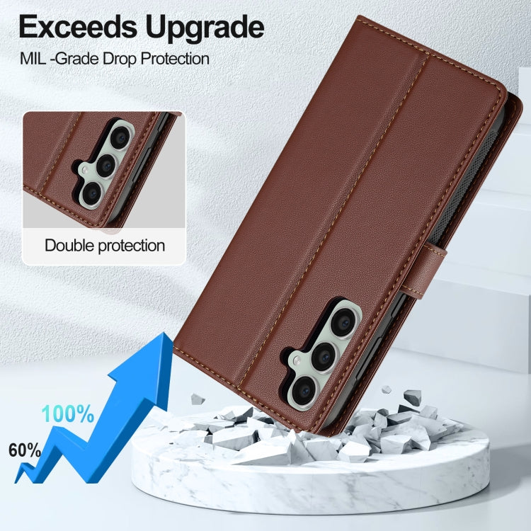 For Samsung Galaxy A15 4G / A15 5G LC.IMEEKE L2 Series Detachable Magsafe PU Phone Case with Lanyard(Brown) by LC.IMEEKE