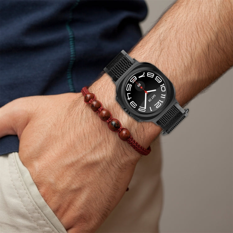 For Samsung Galaxy Watch Ultra 47mm Hook and Loop Fastener Loop Nylon Watch Band(Dark Green) by bashfashion