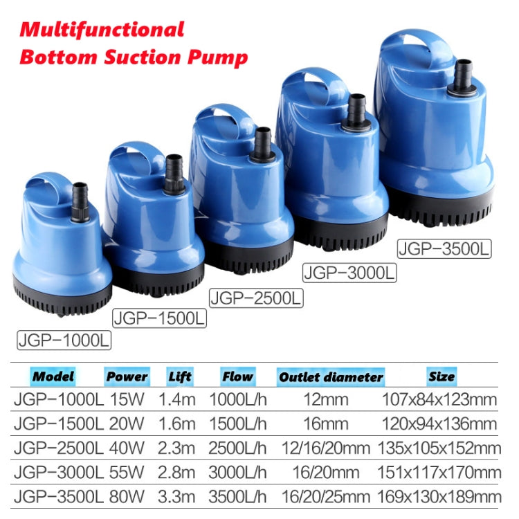SUNSUN Fish Tank JGP Bottom Suction Water Filter Pump, CN Plug, Specification: 3500L 80W+20mmx2m Water Pipe by bashfashion