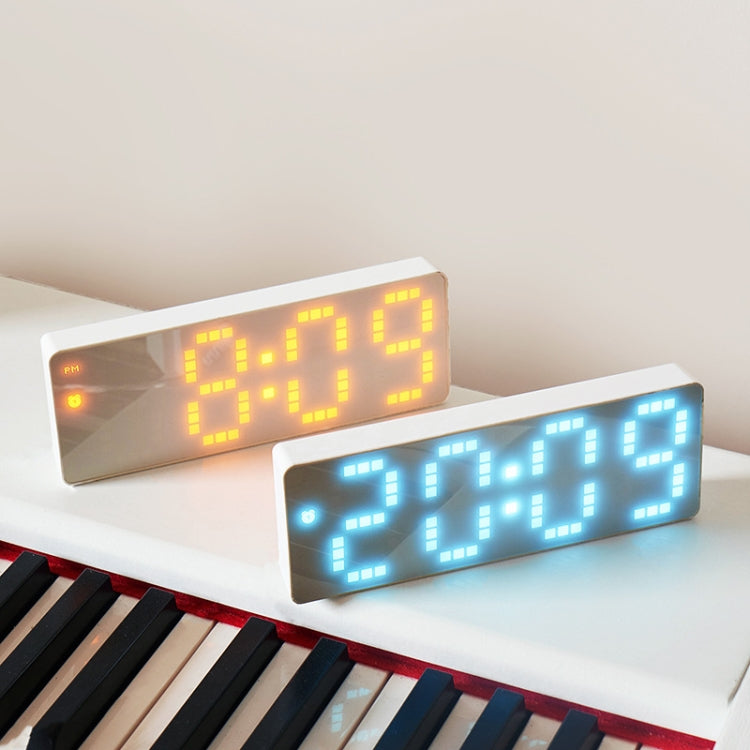 8017 LED Screen Voice Control Digital Alarm Clock Desktop Multifunctional Temperature Clock(Yellow) by bashfashion