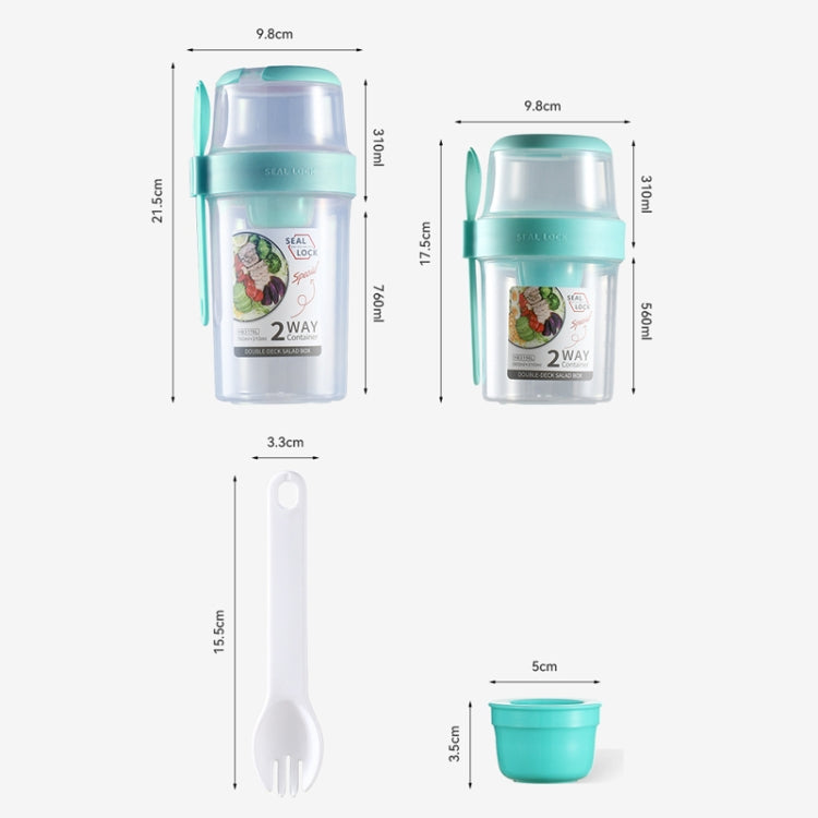 Salad Meal Shaker Cup Portable Fruit and Vegetable Container with Fork Dressing Box, Size: Large Pink by bashfashion