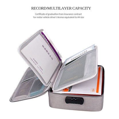 ZJ02 Waterproof Polyester Multi-layer Document Storage Bag Laptop Bag for All Sizes of Laptops, with Password Lock(Grey) by bashfashion