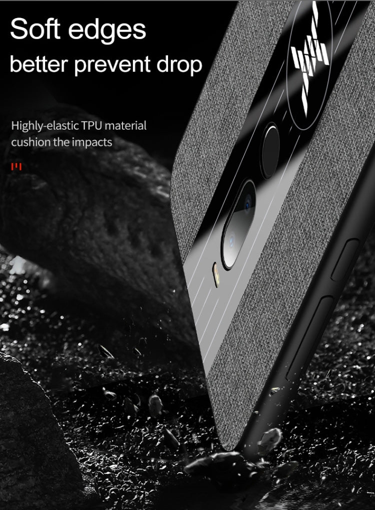 For Meizu Note 8 XINLI Stitching Cloth Texture Shockproof TPU Protective Case with Ring Holder(Brown) by XINLI