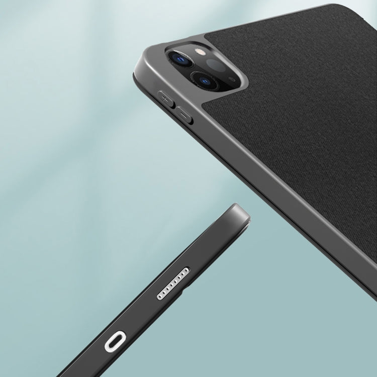 For iPad Pro 12.9 2022 / 2021 / 2020 Mutural YASHI Series TPU + PU Cloth Pattern Texture Horizontal Flip Leather Tablet Case with Three-folding Holder & Pen Slot & Wake-up / Sleep Function(Black) by Mutural