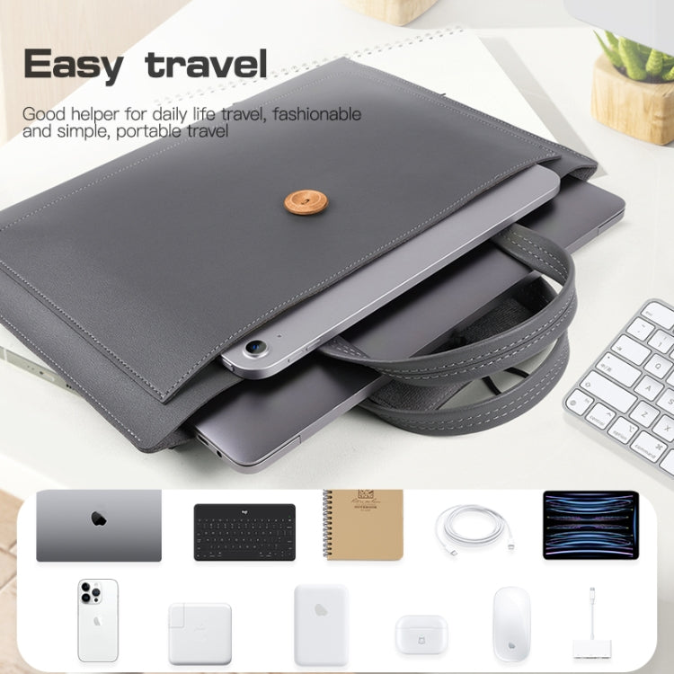 13-14 inch Universal Elastic Thread Button Portable Laptop Inner Bag(Black) by bashfashion