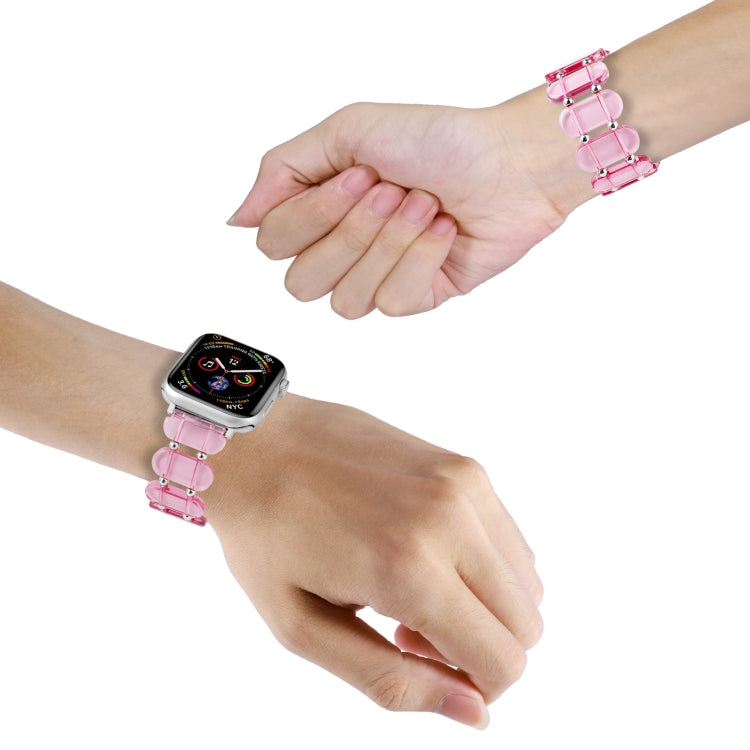 For Apple Watch Series 9 41mm Stretch Resin Watch Band(Transparent Pink) by bashfashion