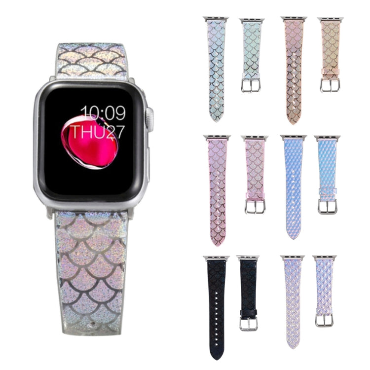 For Apple Watch 5 & 4 40mm / 3 & 2 & 1 38mm Discolor Glitter Fish Scale Texture Watch Band(Rose Gold) by bashfashion