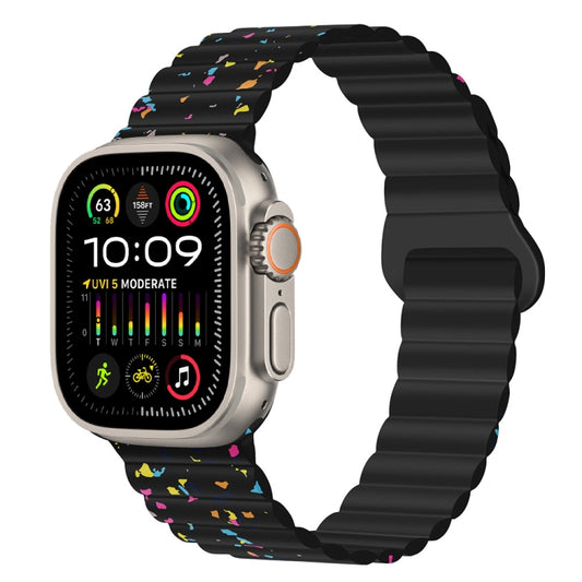 For Apple Watch Ultra 2 49mm Colorful Dots Magnetic Silicone Watch Band(Black) by bashfashion