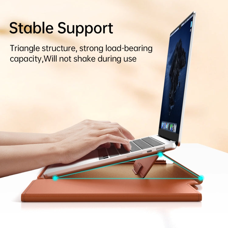 Multifunctional Laptop PU Magnetic Stand Split Liner Bag with Mouse Pad Function, Size:15 inch(Dark Blue) by bashfashion