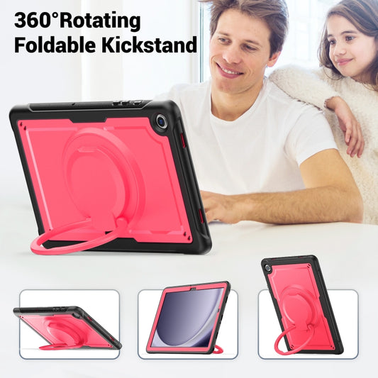 For Samsung Galaxy Tab A11+ / A9+ Honeycomb Hybrid Tablet Case with Handle Holder & Strap(Rose Red) by bashfashion