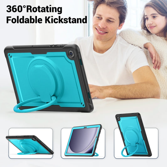 For Samsung Galaxy Tab A11+ / A9+ Honeycomb Hybrid Tablet Case with Handle Holder & Strap(Light Blue) by bashfashion