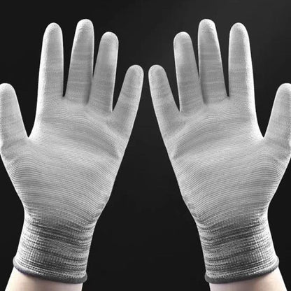 A Pair Striped PU Coated Palm Anti-static Labor Protection Gloves Random Color Delivery, Size:M by bashfashion