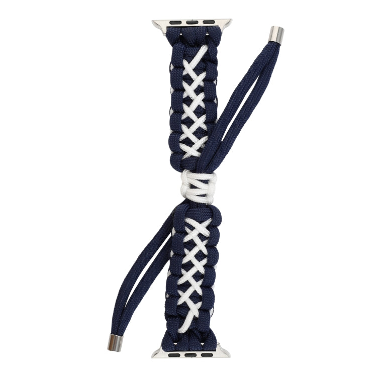 Braided Umbrella Cord Strap For Apple Series 7 45mm / 6 & SE & 5 & 4 44mm / 3 & 2 & 1 42mm(Royal Blue White) by bashfashion