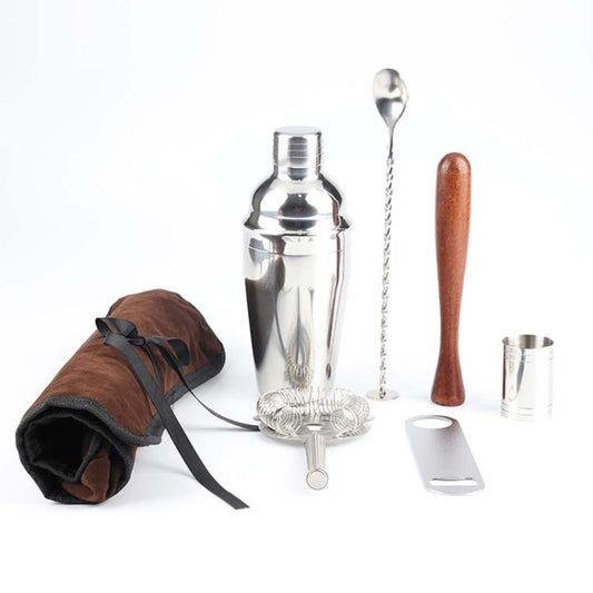 7 in 1 Stainless Steel Wine Cocktail Shaker Tools Set with Cloth Bag, Capacity: 350ml by bashfashion
