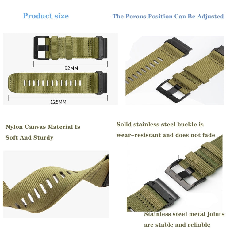 For Garmin Descent MK2 / MK2i Nylon Canvas Quick Release 26mm Watch Band(Army Green) by bashfashion
