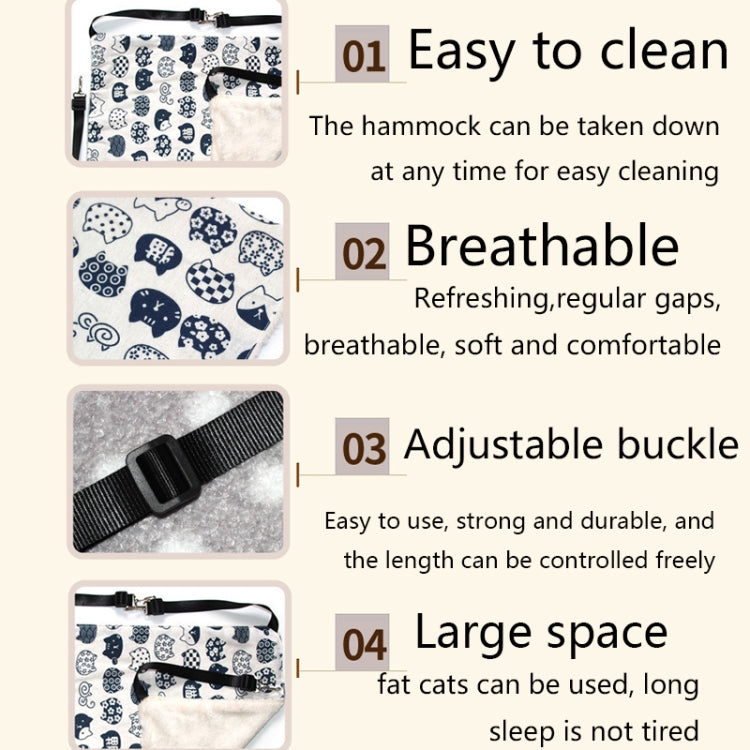 PE-160 Canvas Hanging Cat Cage Hammock Adjustable Length Swing Pet Nest, Size: M(Yellow Geometry) by bashfashion