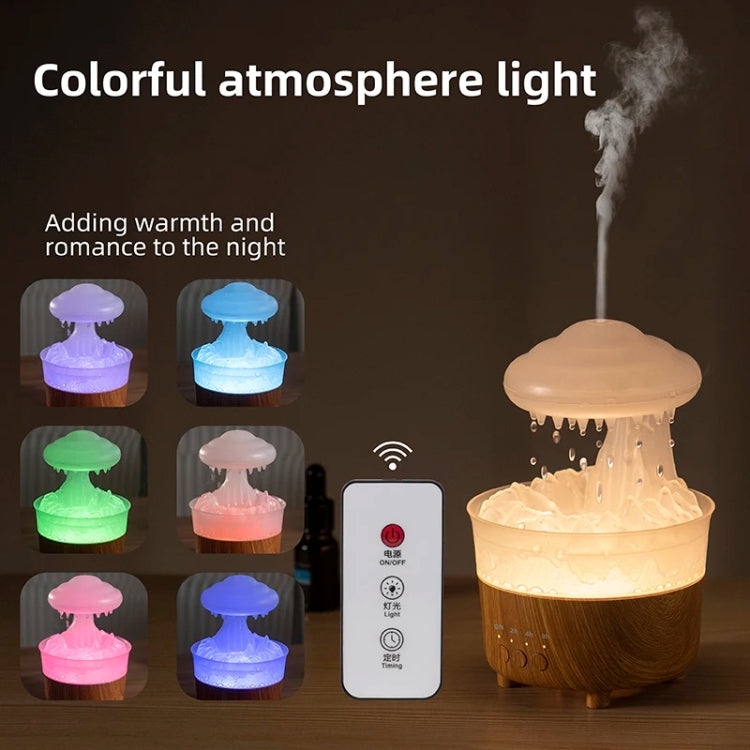 V50 Desktop Colorful Night Light Humidifier Wood Grain Water Drop Aroma Diffuser, Spec: US Plug(Green) by bashfashion