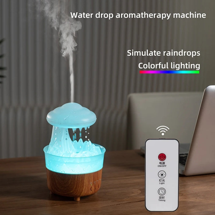 V50 Desktop Colorful Night Light Humidifier Wood Grain Water Drop Aroma Diffuser, Spec: US Plug(Green) by bashfashion