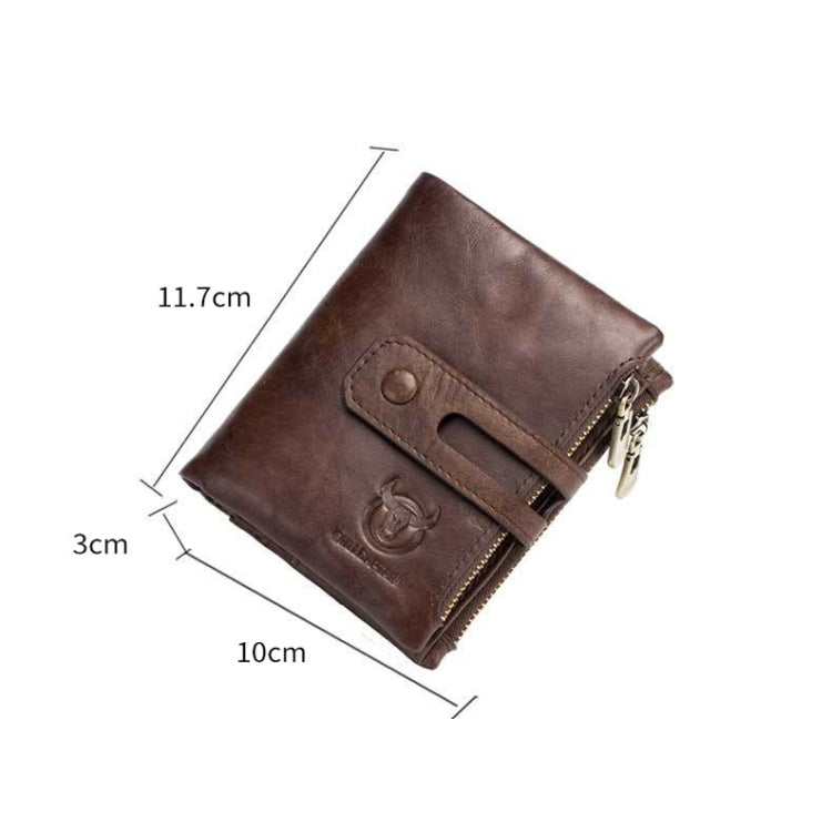 BULL CAPTAIN 021 Leather Men Vertical Wallet Short Multi-Function Wallet(Brown) by BULL CAPTAIN