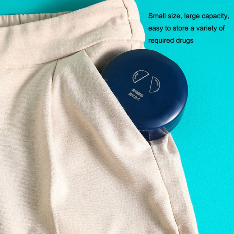 Double-layer Round Eight Grids Portable Medicine Box with Cutter(White) by bashfashion