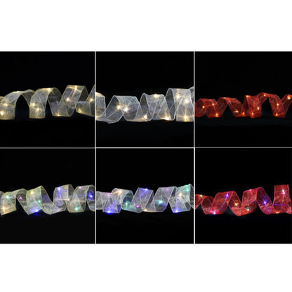 Christmas Ornament Double Light Board Yarn Ribbon String Lights, Specification: 4m(Red Color Light) by bashfashion