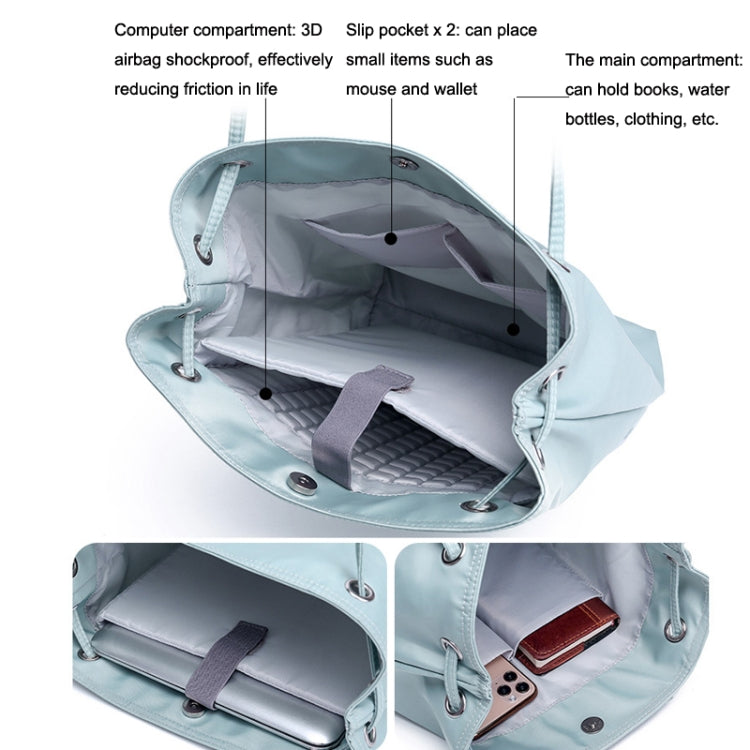 For Apple Macbook Shoulder / Handheld / Messenger Computer Bag, Size: Large(Lake blue+gray PU Power Bag) by bashfashion