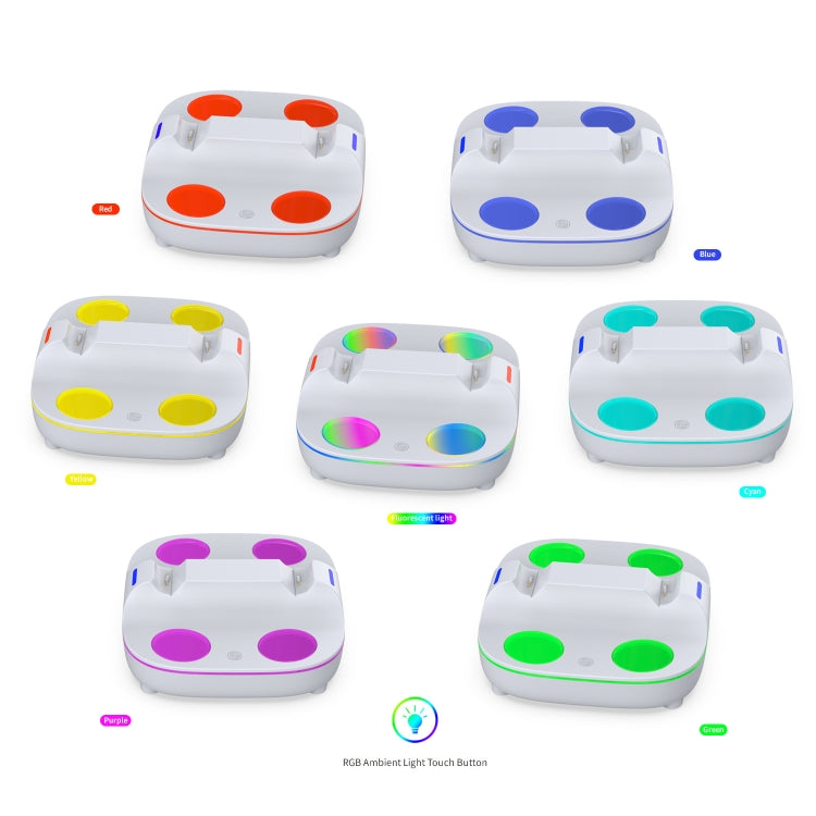 For PS5 Controller Dual Charger Charging Stand Docking Station With RGB Ambient Light(White Black) by bashfashion
