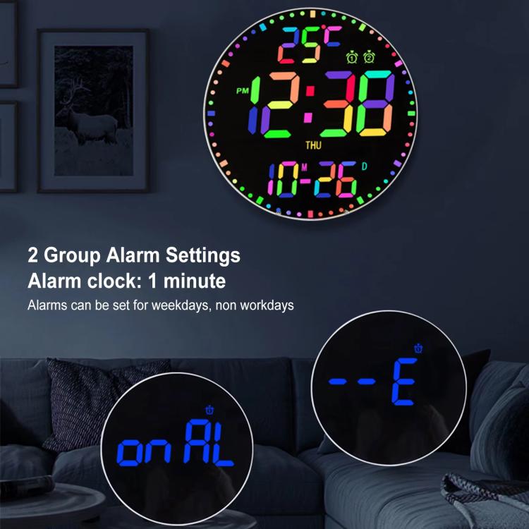 11.6-Inch RGB Wall Clock With Remote Control Multi-Functional Alarm Clock White+Cloth by bashfashion