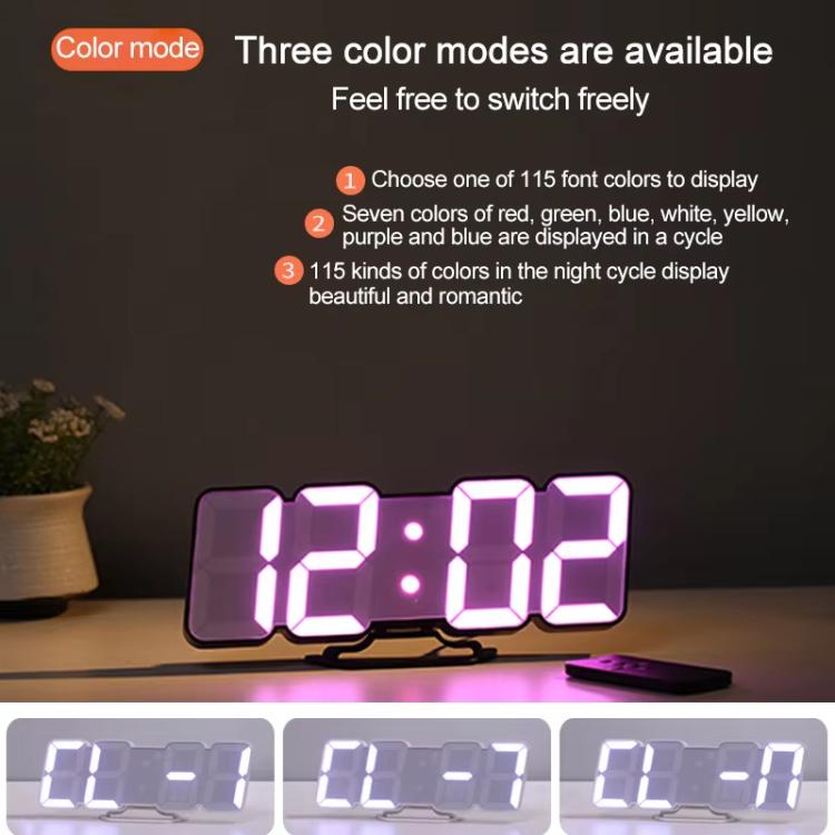 RGB Color Changing 3D Digital Clock With Voice Control, Adjustable Brightness, Temperature Display & Remote, Spec: Upgraded Humidity White by bashfashion
