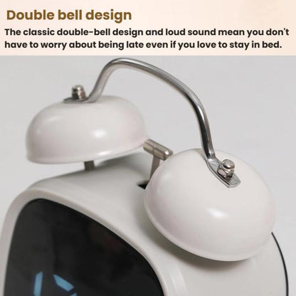 Loud Metal Powerful Ringing Clock LED Multifunction Clock, Color: Black Shell Green Light by bashfashion